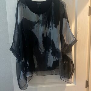 Coco + Carmen Black and Gray Sheer Blouse
